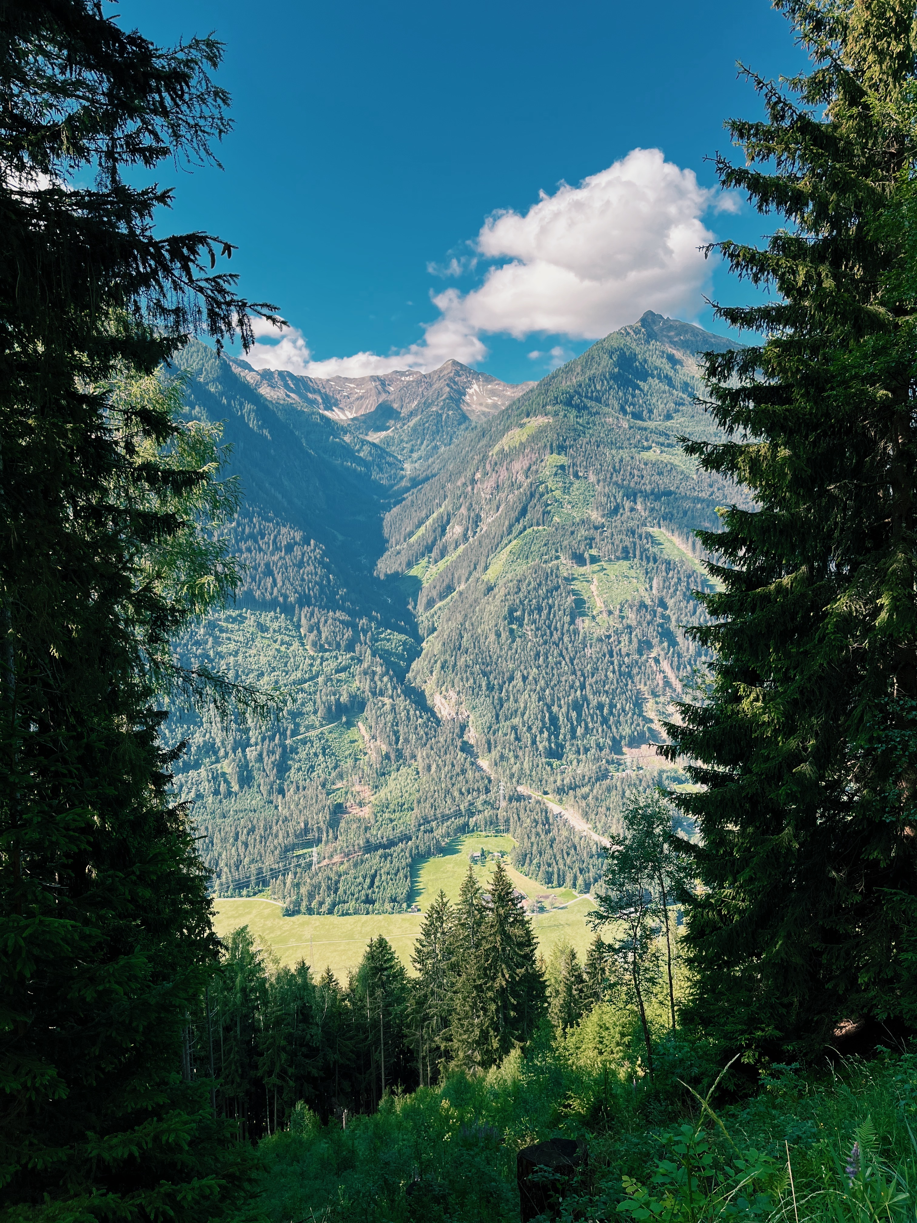 View of valley and mountain range in Austria while hiking the Alpe Adria trail, the best trail for thru-hiking beginners