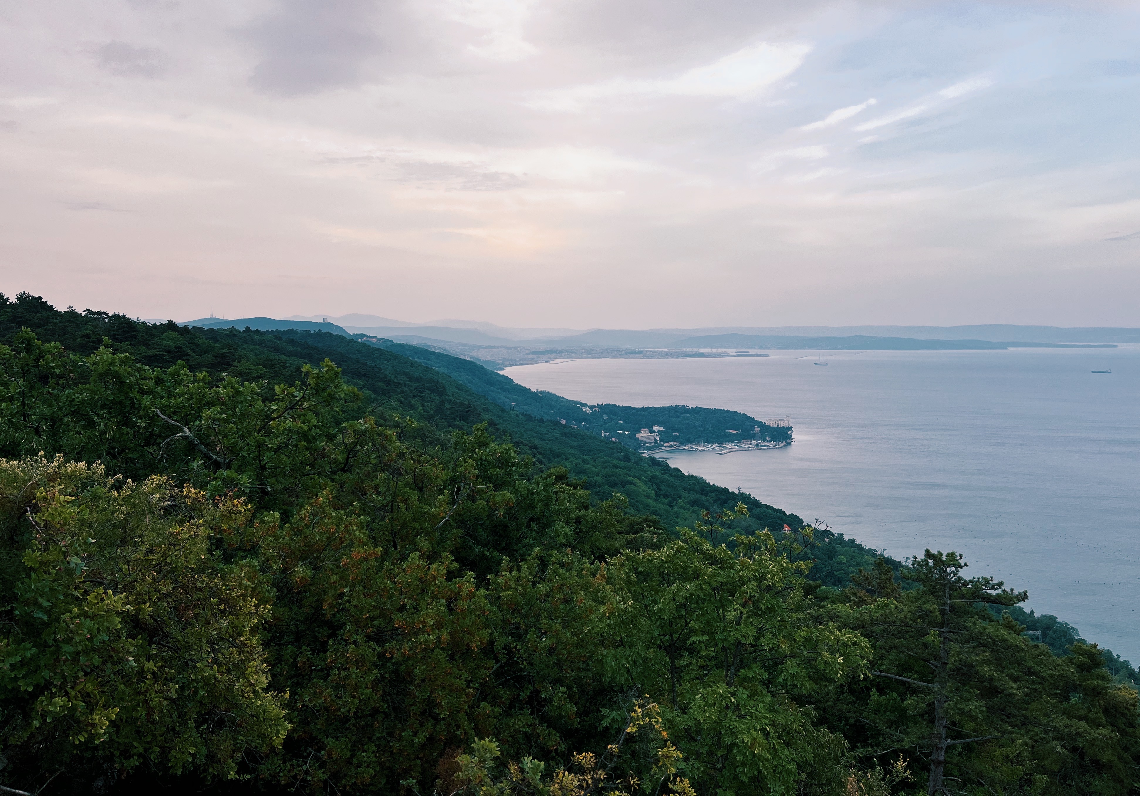 View of Adriatic coastline while hiking the Alpe Adria Trail