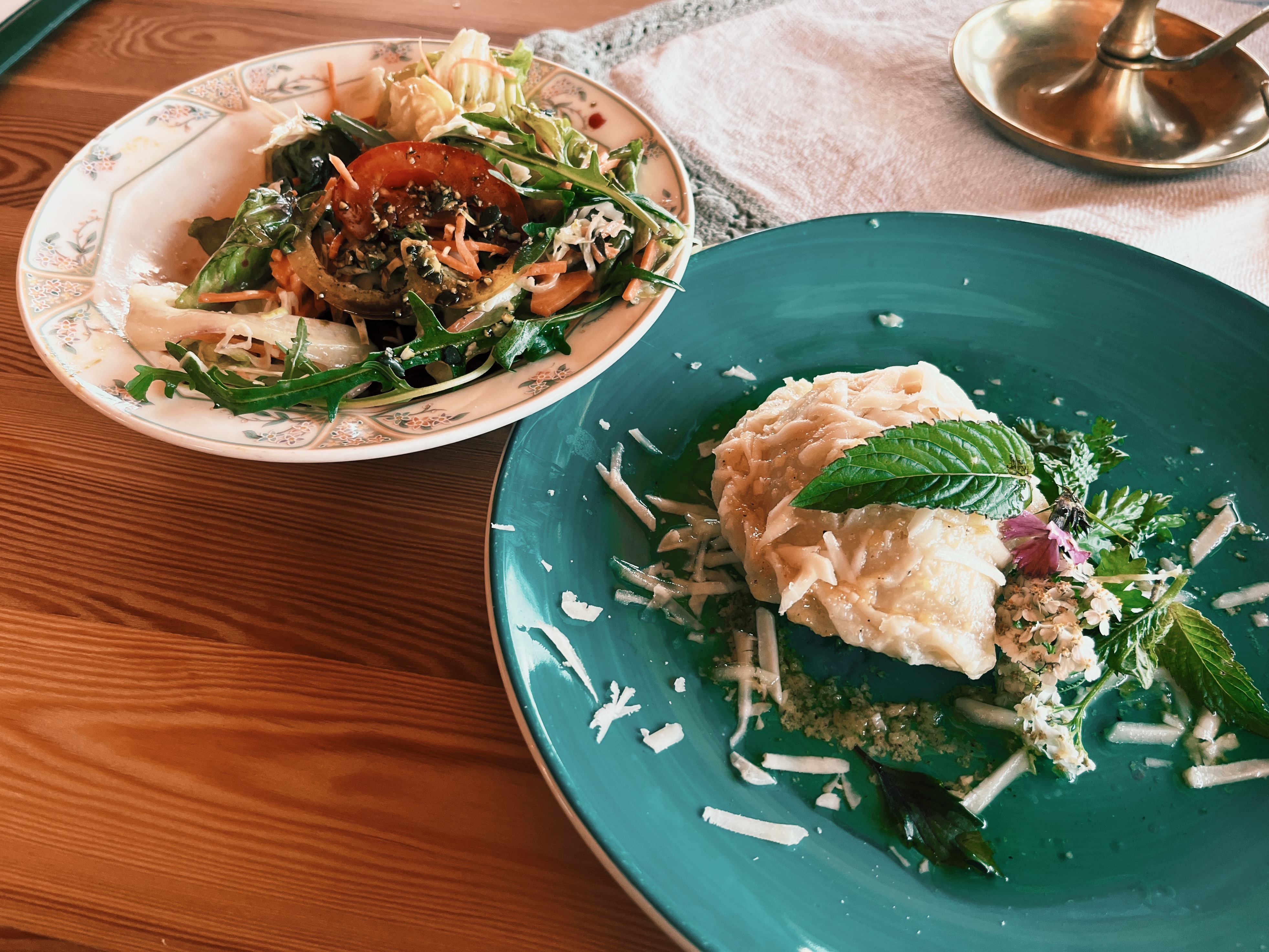 Food at Alexanderalm mountain hut on the Alpe Adria Trail