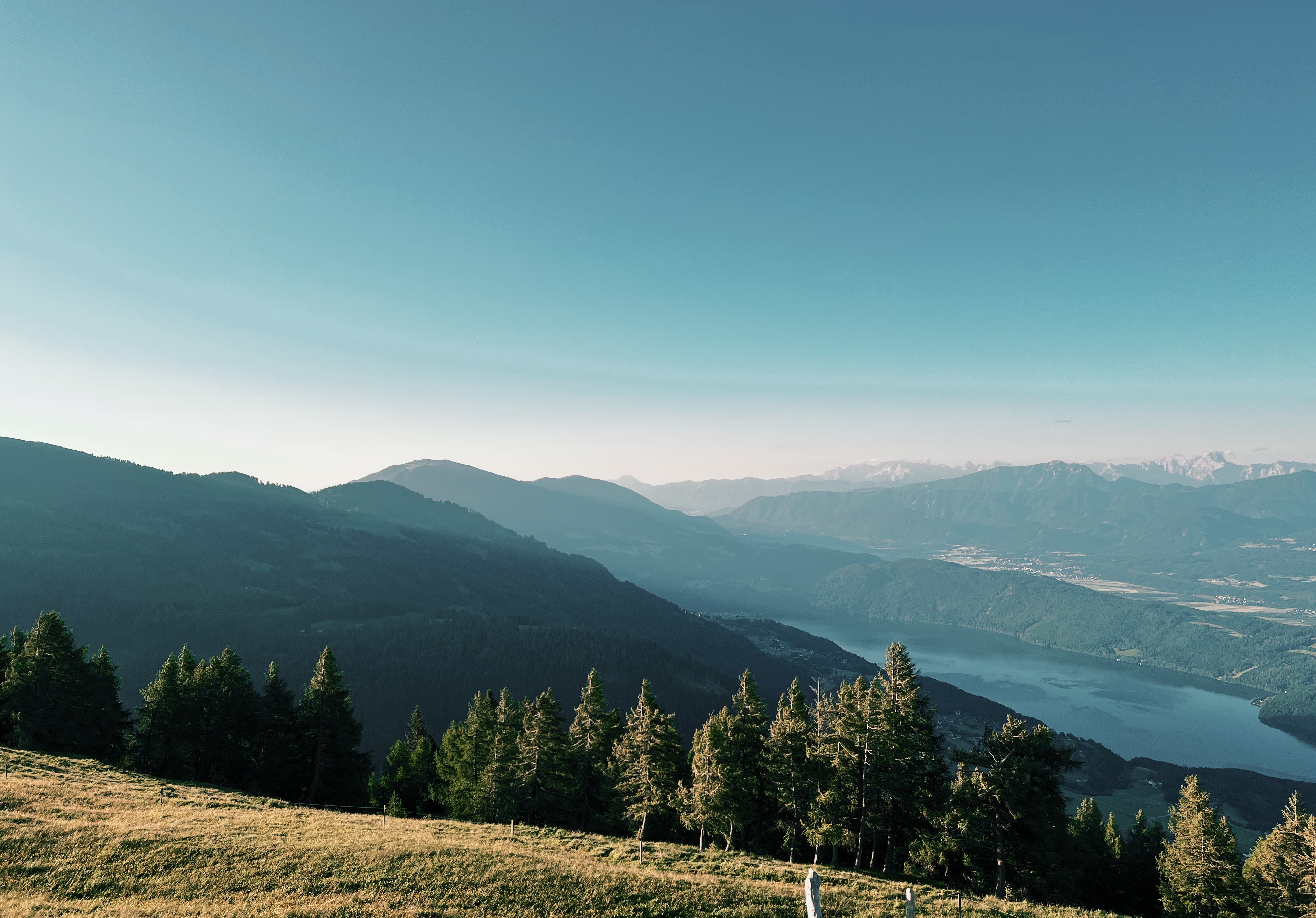 View of Millstätter See from Alexanderalm on the Alpe Adria Trail in Austria