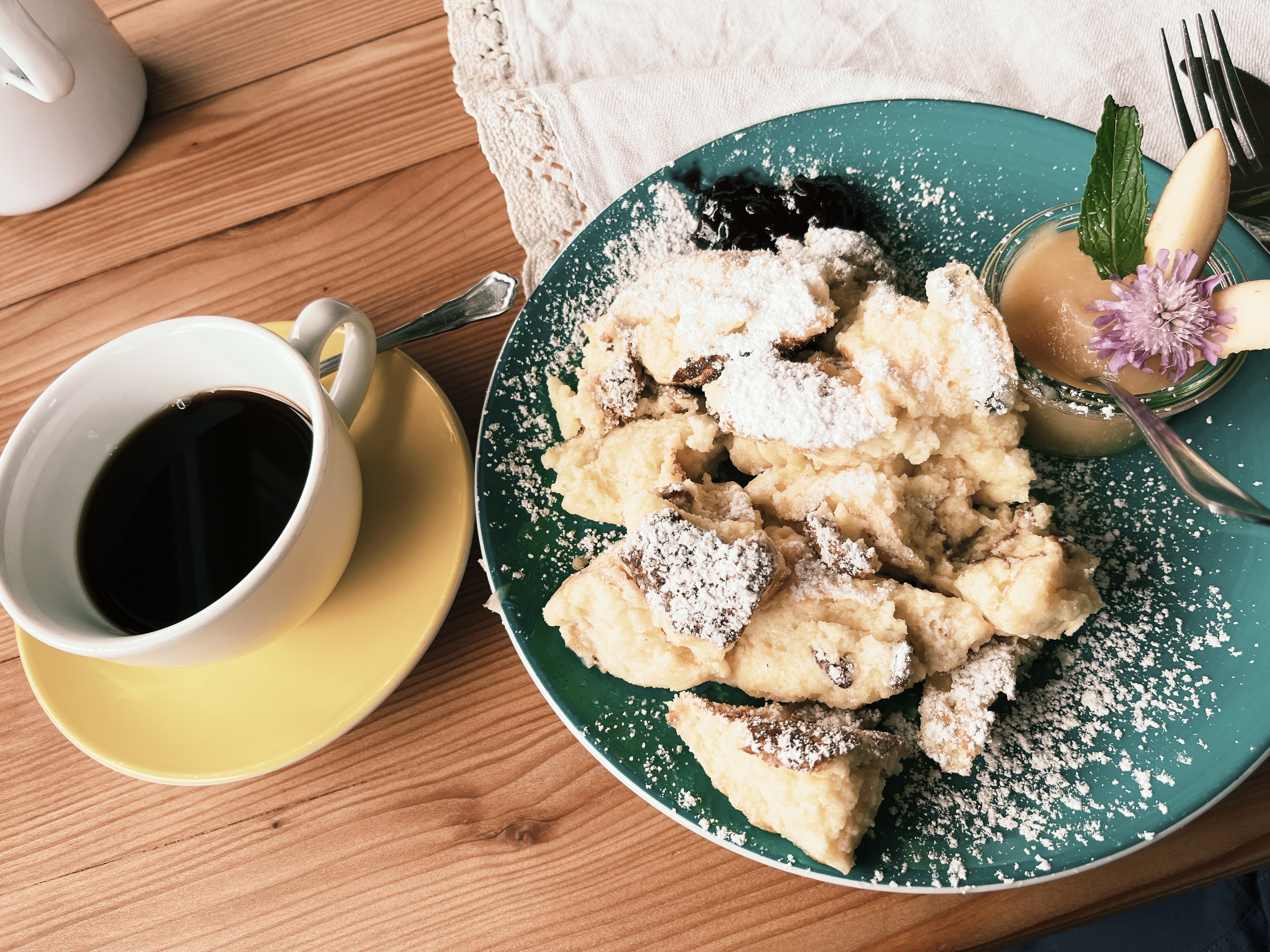 Food at Alexanderalm mountain hut on the Alpe Adria Trail